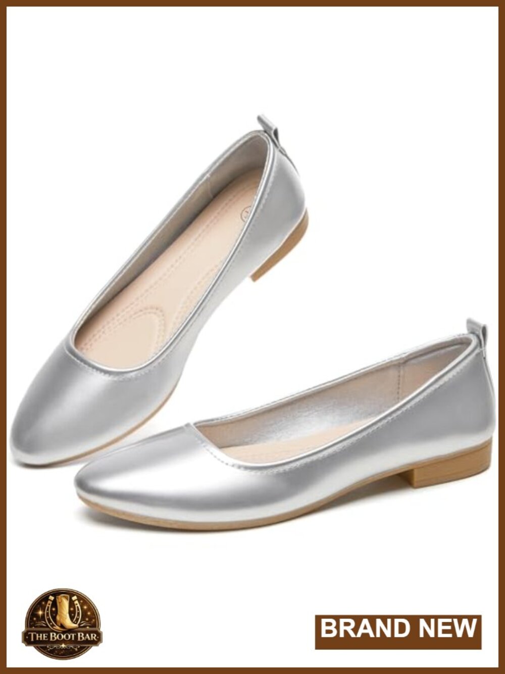 Women's PU Leather Ballet Flats Memory Foam Slip-On Office Dress Shoes